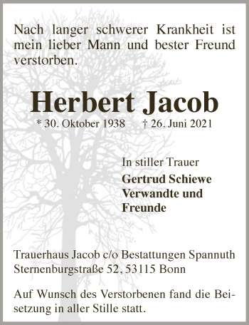 Anzeige von Herbert Jacob von  Schaufenster/Blickpunkt 