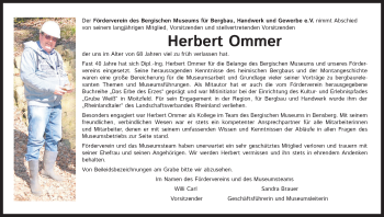 Anzeige von Herbert Ommer von Kölner Stadt-Anzeiger / Kölnische Rundschau / Express
