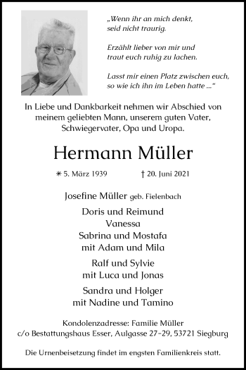 Anzeige von Hermann Müller von Kölner Stadt-Anzeiger / Kölnische Rundschau / Express