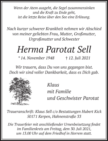 Anzeige von Herma Parotat Sell von  Werbepost 