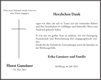Anzeige von Horst Gansäuer von  Lokalanzeiger 