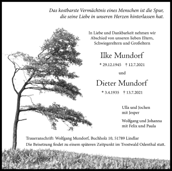 Anzeige von Ilke Mundorf von Kölner Stadt-Anzeiger / Kölnische Rundschau / Express