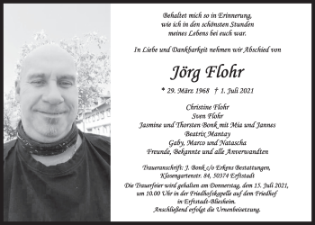 Anzeige von Jörg Flohr von  Werbepost 
