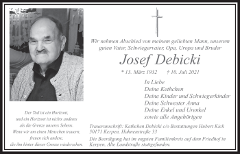 Anzeige von Josef Debicki von  Werbepost 