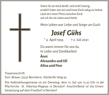 Anzeige von Josef Gühs von  Schaufenster/Blickpunkt 
