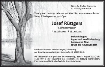 Anzeige von Josef Rüttgers von  Werbepost 