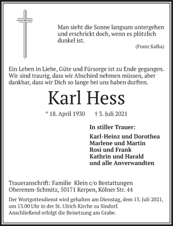 Anzeige von Karl Hess von  Werbepost 
