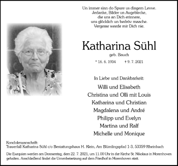Anzeige von Katharina Sühl von  Schaufenster/Blickpunkt 