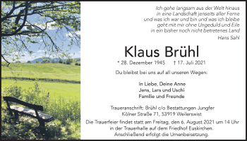 Anzeige von Klaus Brühl von  Blickpunkt Euskirchen 