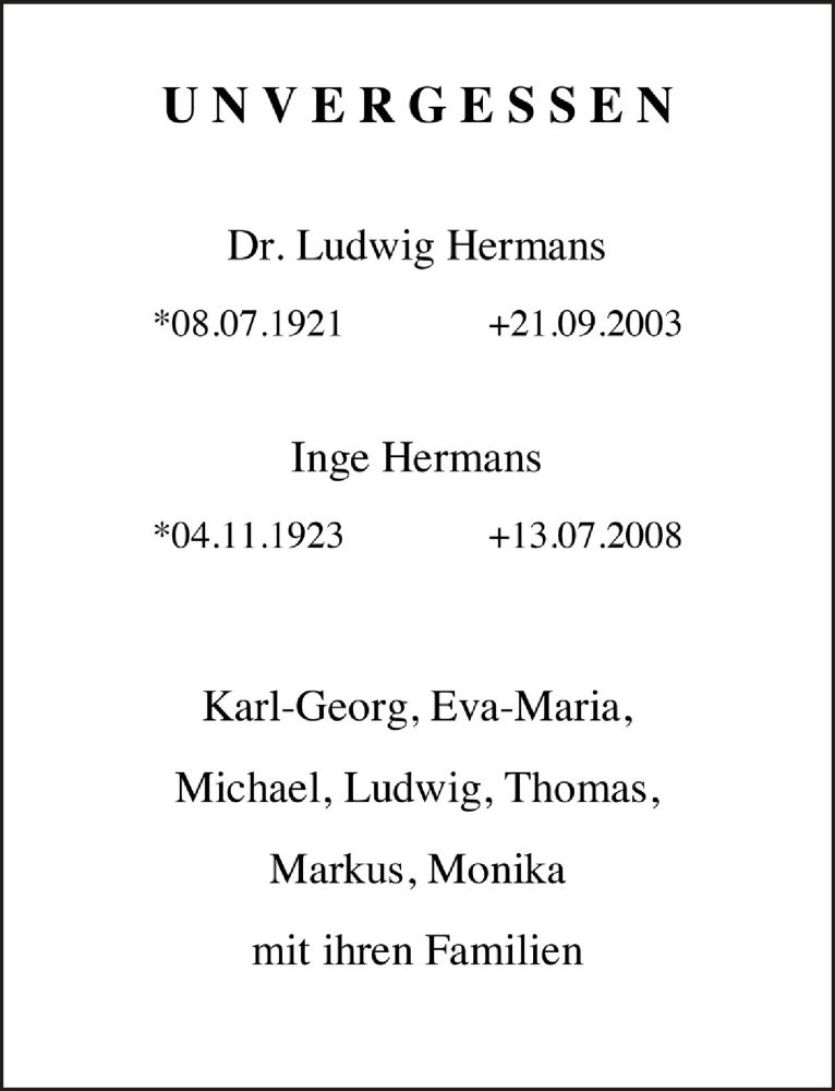  Traueranzeige für Ludwig Hermans vom 10.07.2021 aus  Blickpunkt Euskirchen 