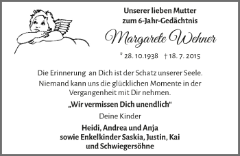 Anzeige von Margarete Wehner von  Lokale Informationen 