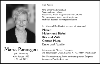 Anzeige von Maria Poensgen von  Blickpunkt Euskirchen 