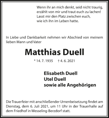 Anzeige von Matthias Duell von  Schlossbote/Werbekurier 
