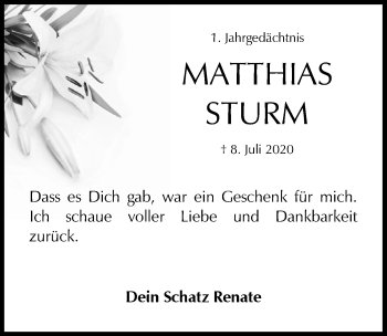 Anzeige von Matthias Sturm von  Wochenende  Werbepost 