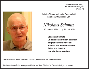 Anzeige von Nikolaus Schmitz von Kölner Stadt-Anzeiger / Kölnische Rundschau / Express