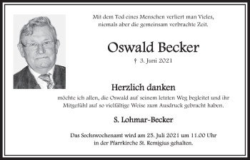 Anzeige von Oswald Becker von  Werbepost 