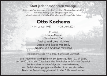Anzeige von Otto Kochems von  Werbepost 