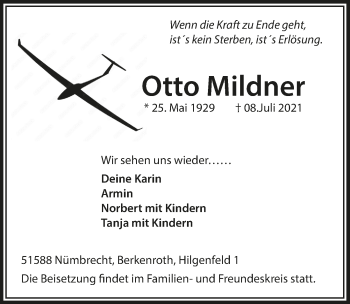 Anzeige von Otto Mildner von  Lokalanzeiger 