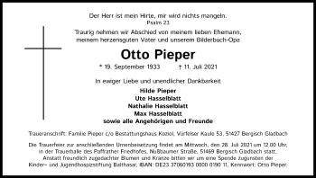 Anzeige von Otto Pieper von Kölner Stadt-Anzeiger / Kölnische Rundschau / Express