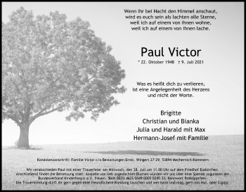 Anzeige von Paul Victor von Kölner Stadt-Anzeiger / Kölnische Rundschau / Express