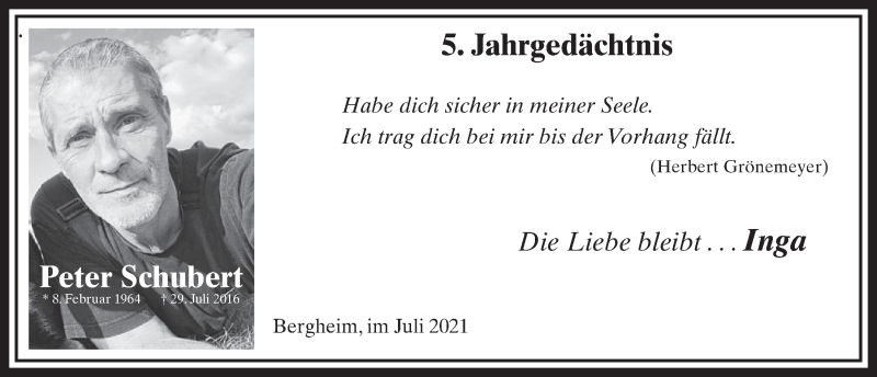  Traueranzeige für Peter Schubert vom 18.07.2023 aus  Werbepost 