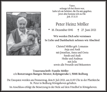 Anzeige von Peter Heinz Möller von  Werbepost 