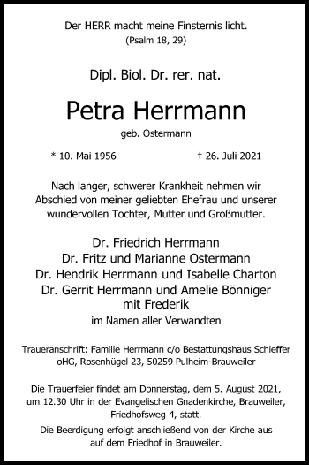 Anzeige von Petra Herrmann von Kölner Stadt-Anzeiger / Kölnische Rundschau / Express