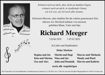 Anzeige von Richard Meeger von  Bergisches Handelsblatt 