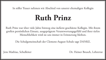 Anzeige von Ruth Prinz von  Schlossbote/Werbekurier 