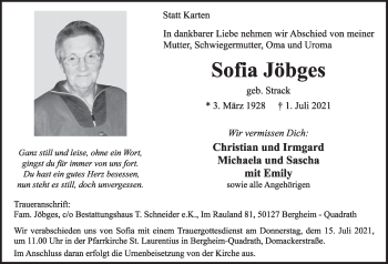 Anzeige von Sofia Jöbges von  Werbepost 