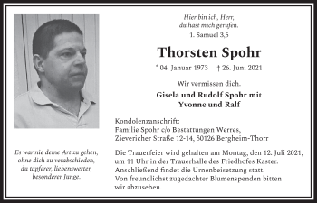 Anzeige von Thorsten Spohr von  Werbepost 