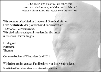 Anzeige von Uwe Sechstroh von  Anzeigen Echo 