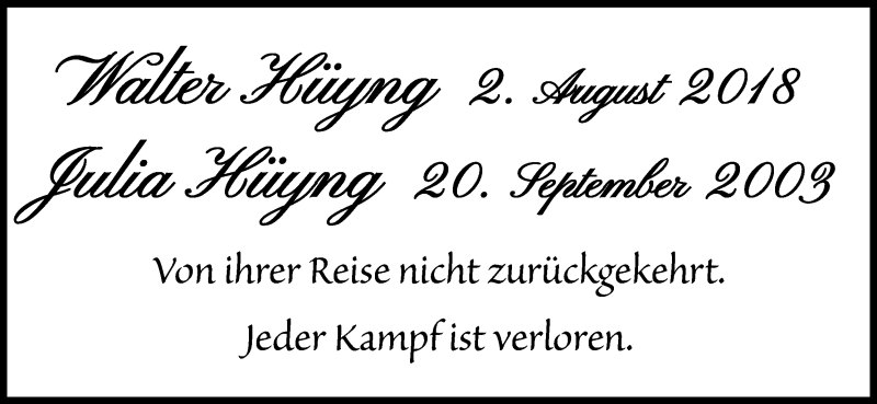  Traueranzeige für Walter Hüyng vom 18.07.2023 aus Kölner Stadt-Anzeiger / Kölnische Rundschau / Express