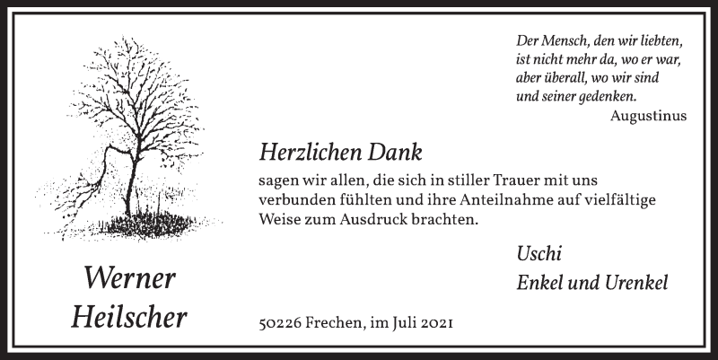  Traueranzeige für Werner Heilscher vom 02.07.2021 aus  Wochenende 