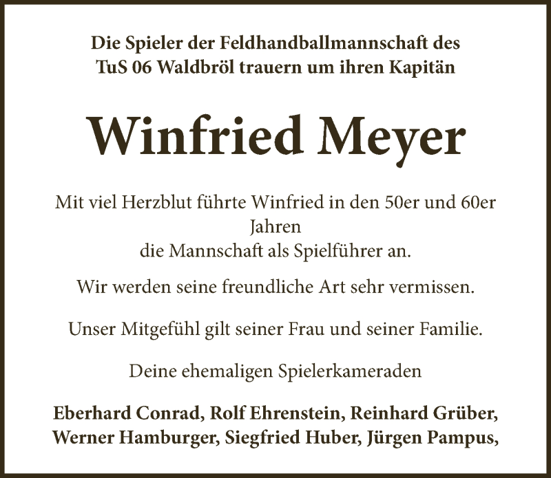  Traueranzeige für Winfried Meyer vom 02.07.2021 aus  Lokalanzeiger 
