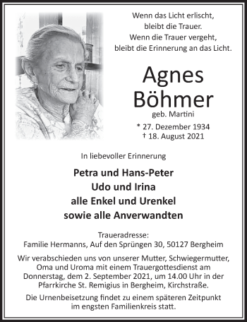 Anzeige von Agnes Böhmer von  Werbepost 
