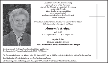 Anzeige von Annemie Krüger von  Werbepost 