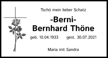 Anzeige von Bernhard Thöne von Kölner Stadt-Anzeiger / Kölnische Rundschau / Express