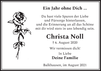 Anzeige von Christa Noll von  Werbepost 