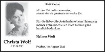 Anzeige von Christa Wolf von  Wochenende 
