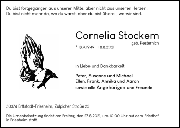 Anzeige von Cornelia Stockem von  Werbepost 