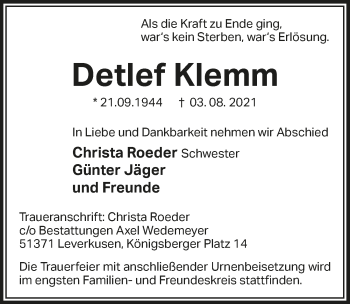 Anzeige von Detlef Klemm von  Lokale Informationen 