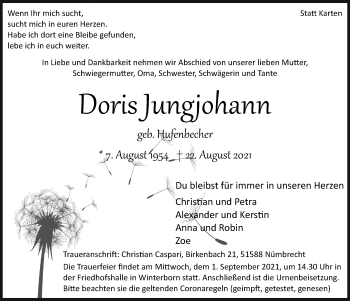 Anzeige von Doris Jungjohann von  Lokalanzeiger 