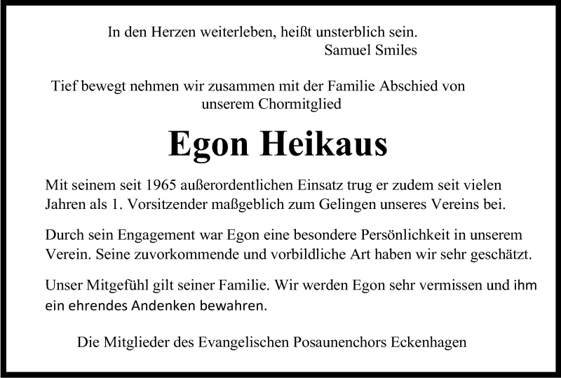  Traueranzeige für Egon Heikaus vom 06.08.2021 aus Kölner Stadt-Anzeiger / Kölnische Rundschau / Express