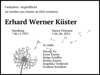 Anzeige von Erhard Werner Küster von Kölner Stadt-Anzeiger / Kölnische Rundschau / Express