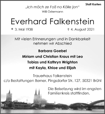 Anzeige von Everhard Falkenstein von  Schlossbote/Werbekurier 
