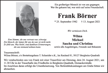 Anzeige von Frank Börner von  Werbepost 