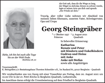 Anzeige von Georg Steingräber von  Werbepost 