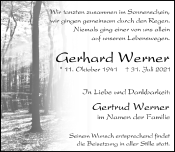 Anzeige von Gerhard Werner von  Blickpunkt Euskirchen 