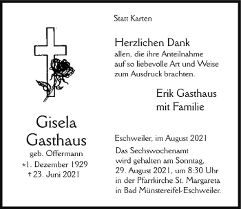 Anzeige von Gisela Gasthaus von  Blickpunkt Euskirchen 